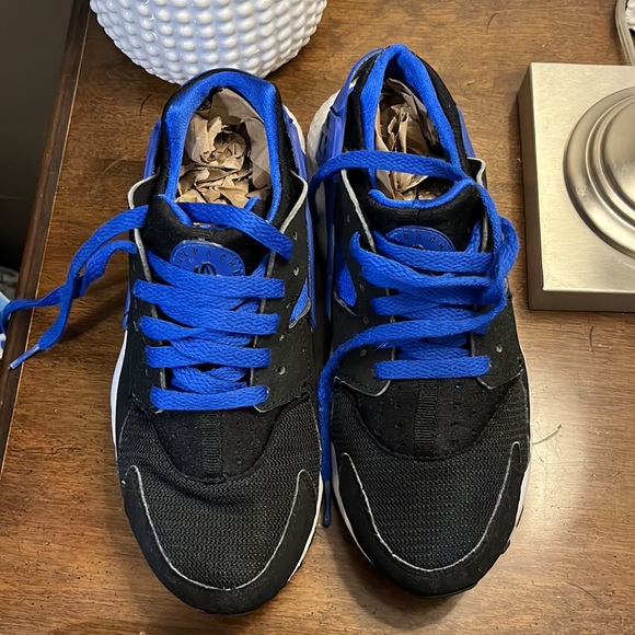 NIKE Huarache running shoes black royal blue sz 5Y sneakers - Picture 2 of 5